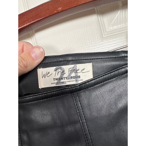 Free People We The Free Spitfire Stacked Faux Leather Pants Black Boho Festival - Picture 7 of 10